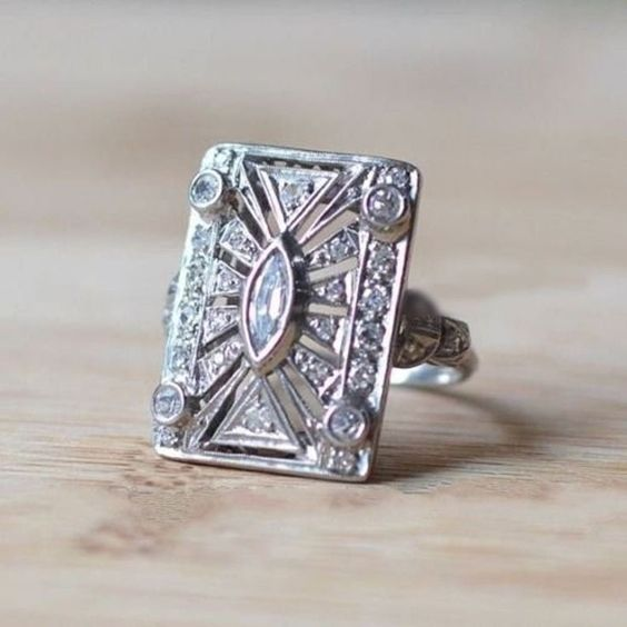 Vintage Bright Square Silver Ring-Maryam Jewelry