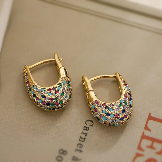 Elegant Colorful Inlaid Crystals Earrings-Maryam Jewelry