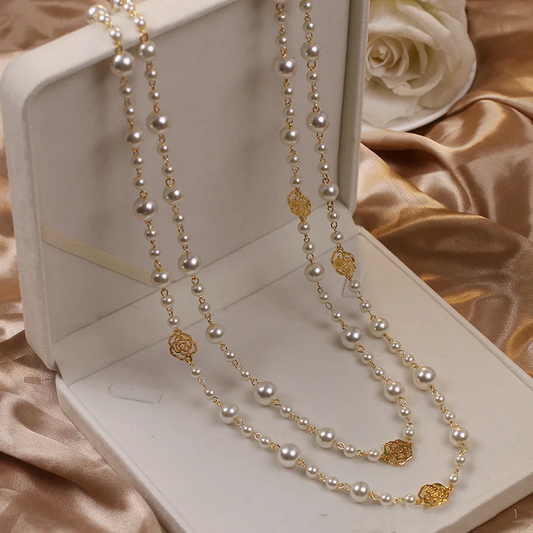 Elegant Gold & Pearl Necklace-Maryam Jewelry