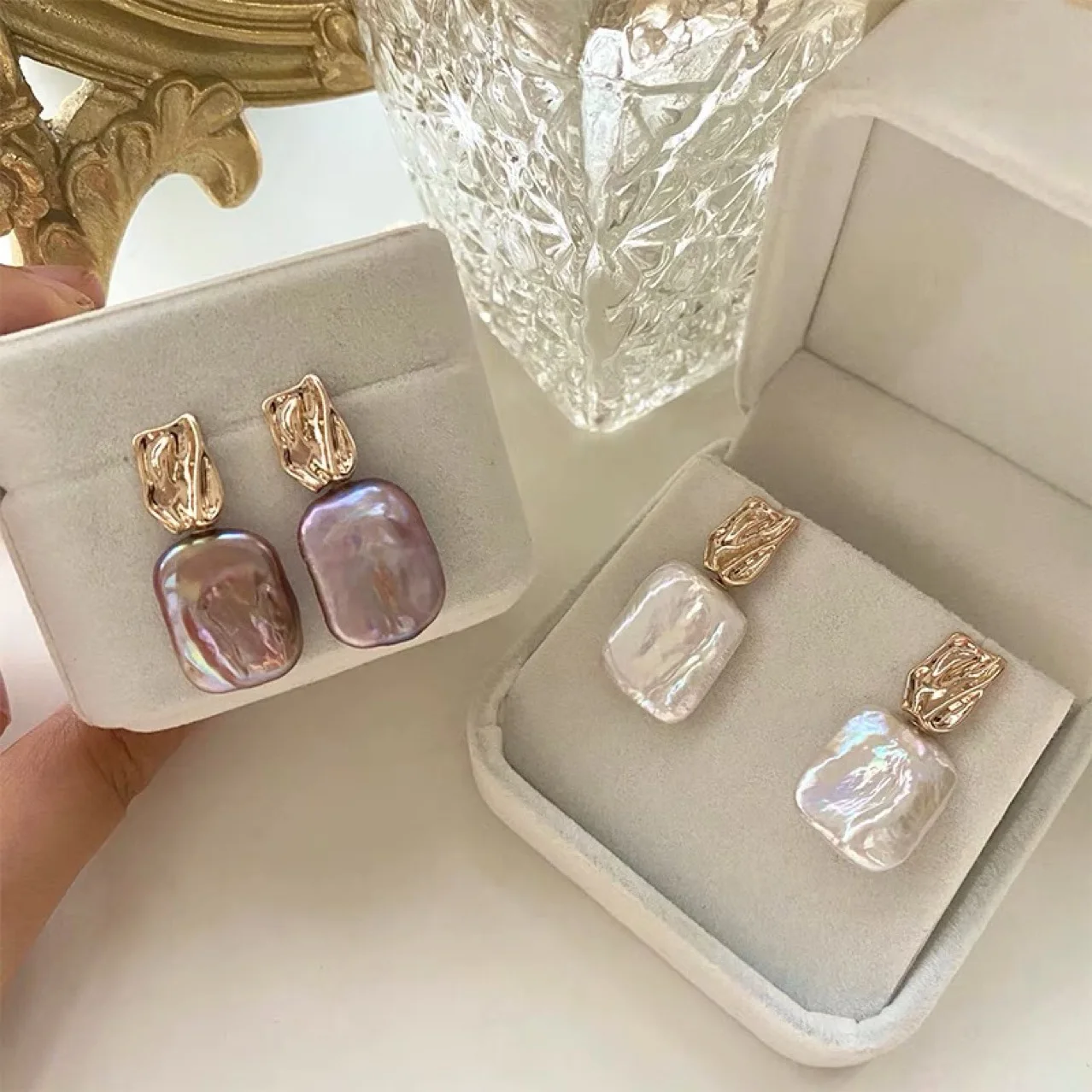 Elegant Barroque Pearl Gold Earrings-Maryam Jewelry