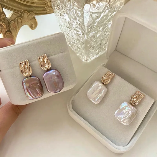 Elegant Barroque Pearl Gold Earrings-Maryam Jewelry