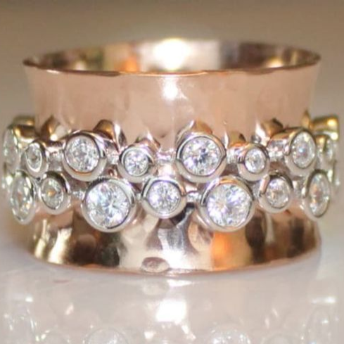Vintage Zirconia Belt Rose Ring-Maryam Jewelry