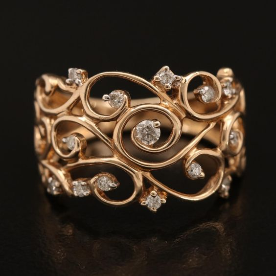 Vintage Rose Ivy Zirconia Ring-Maryam Jewelry