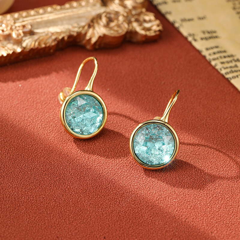 Vintage Rounded Inlaid Crystal Earrings-Maryam Jewelry