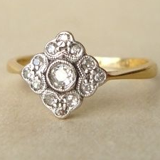 Vintage Mandala Glass Gold Ring-Maryam Jewelry