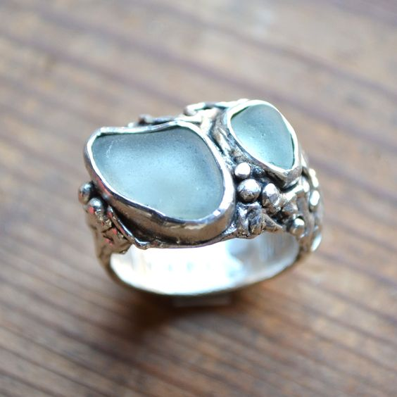 Vintage Natural Inlaid Blue Stone Ring-Maryam Jewelry