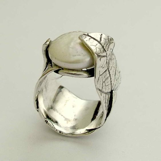 Vintage Natural Inlaid Stone Leaf Ring-Maryam Jewelry