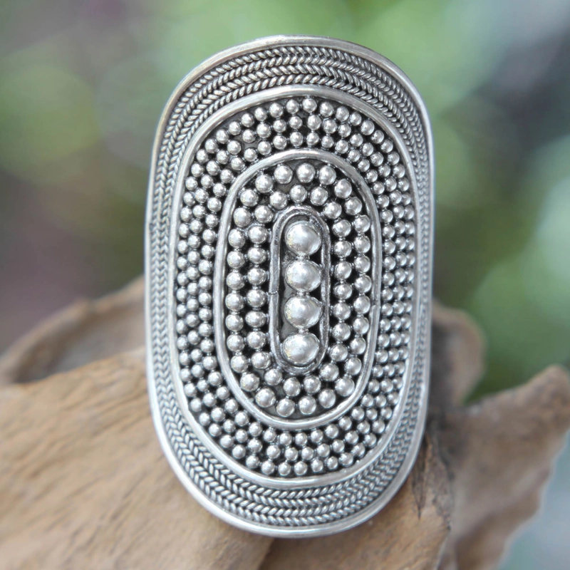 Vintage Coctail Silver Ring-Maryam Jewelry