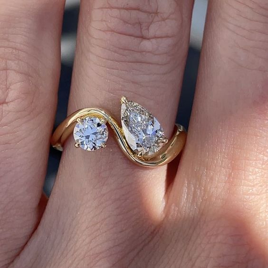 Vintage Luxury Golden Zirconia Ring-Maryam Jewelry