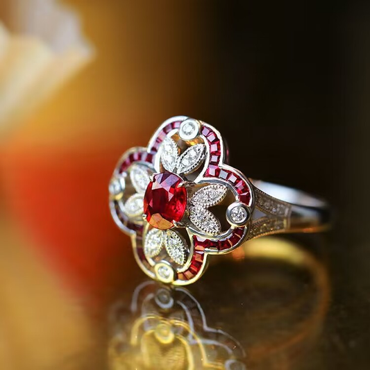 Vintage Bright Red Zirconia Ring-Maryam Jewelry