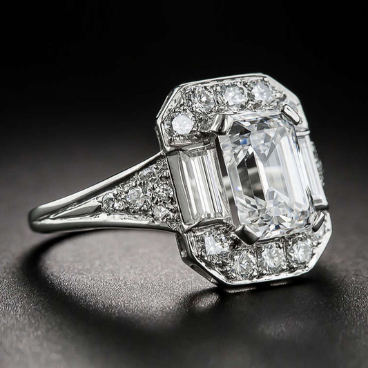 Vintage Square Zirconia Silver Ring-Maryam Jewelry
