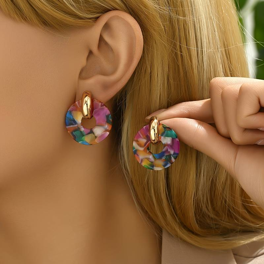 Vintage Multicolour Round Earrings-Maryam Jewelry
