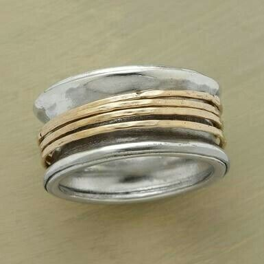 Golden Thread Ring in Vintage Silver-Maryam Jewelry