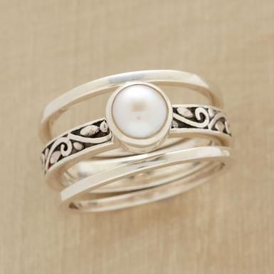 Vintage Silver Ring with Pearls-Maryam Jewelry