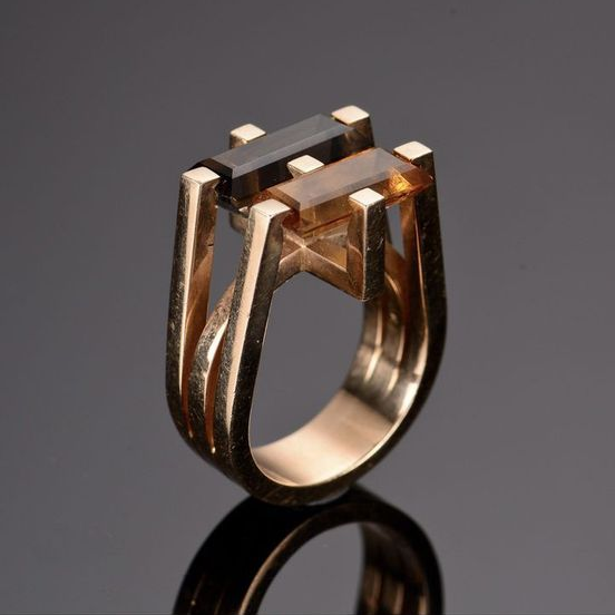 Shiny Ring with Vintage Gold Crystals-Maryam Jewelry
