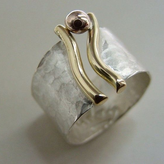 Vintage Gold Hand and Silver Ring-Maryam Jewelry