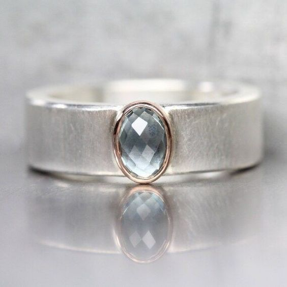 Vintage Silver Ring with Blue Crystal Inlay-Maryam Jewelry