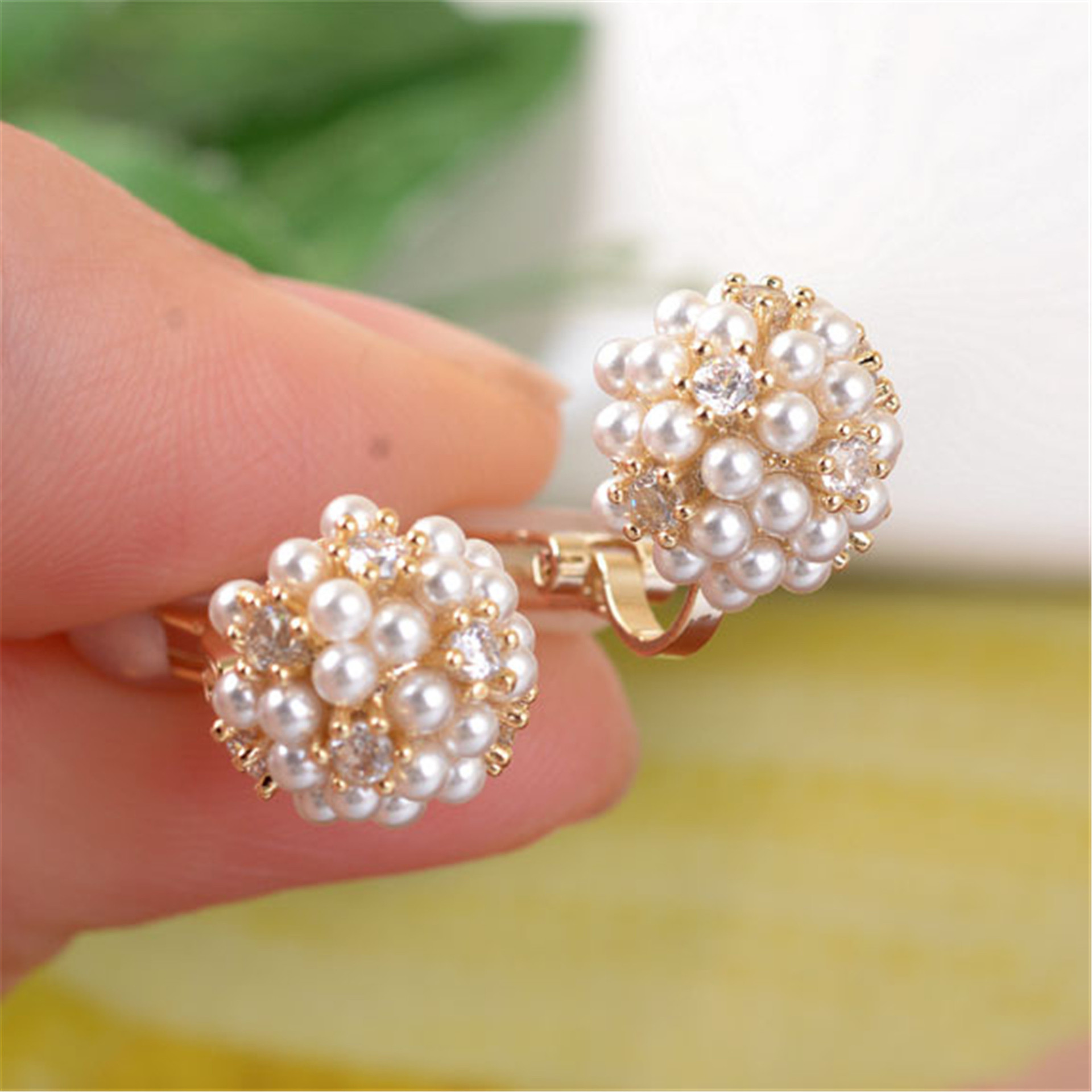 Vintage Inlaid Pearl Stud Earrings-Maryam Jewelry