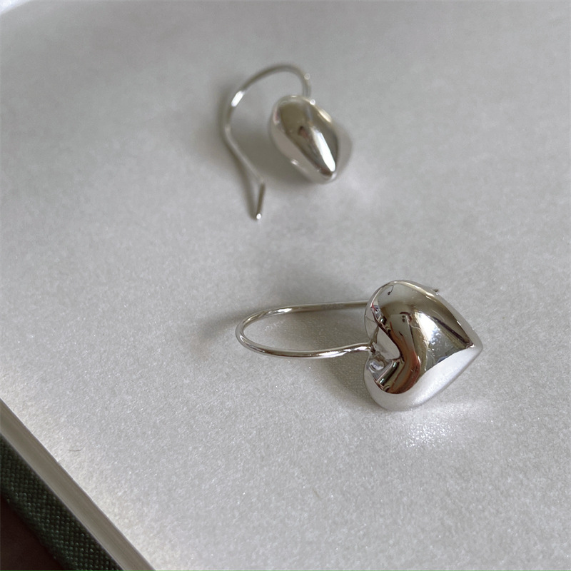 Vintage Silver Heart Earrings-Maryam Jewelry