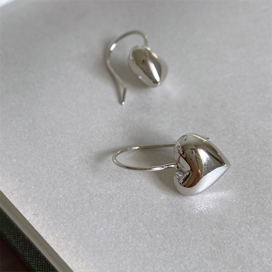 Vintage Silver Heart Earrings-Maryam Jewelry