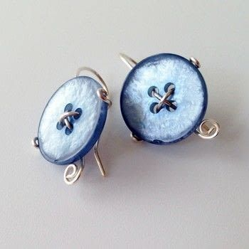 Vintage Rounded Blue Button Earrings-Maryam Jewelry