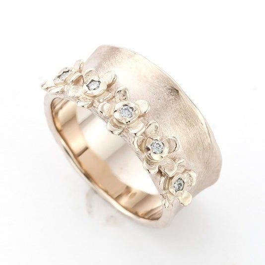 Vintage Inlaid Flower Golden Plated Ring-Maryam Jewelry