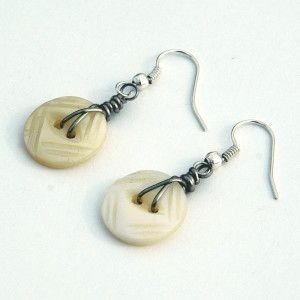 Vintage Inlaid Dangling Button Earrings-Maryam Jewelry