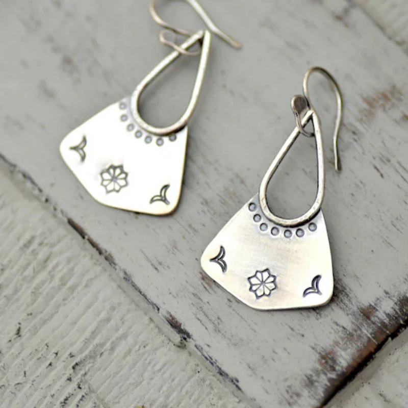 Vintage Dangled Silver Earrings-Maryam Jewelry