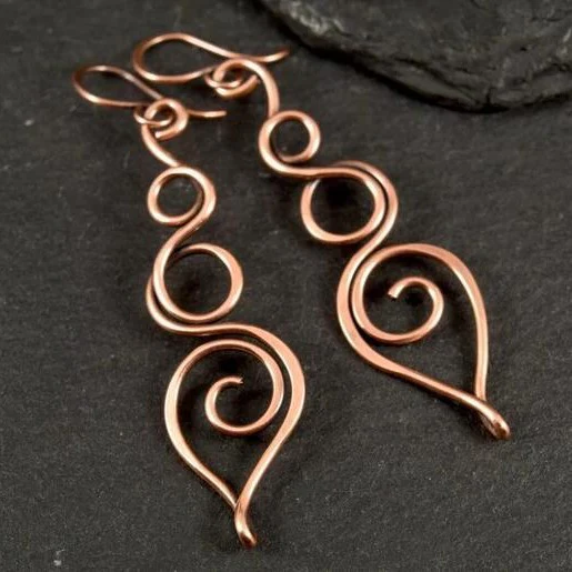 Vintage Dangling Bronze Hollow Earrings-Maryam Jewelry