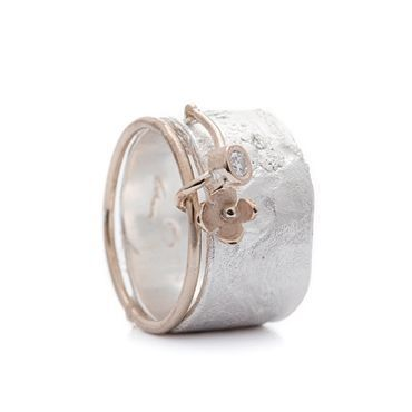 Vintage Pink Silver Flower Ring-Maryam Jewelry