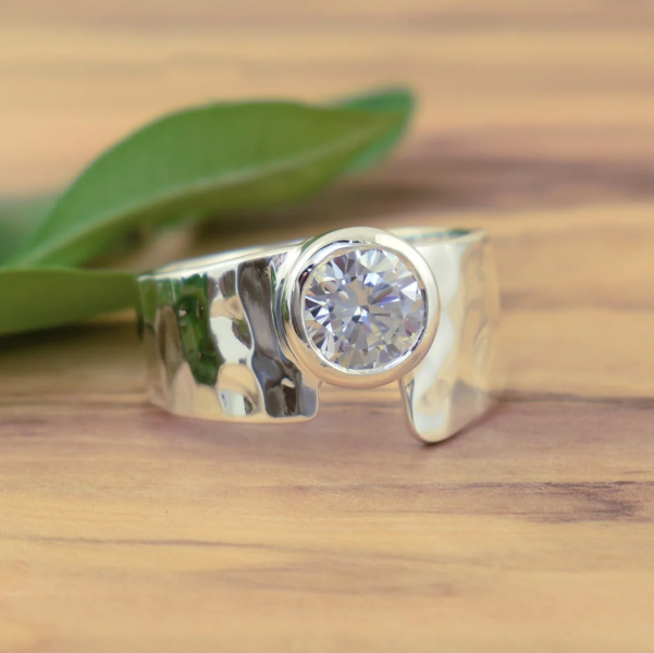 Vintage Inlaid Silver Glass Ring-Maryam Jewelry