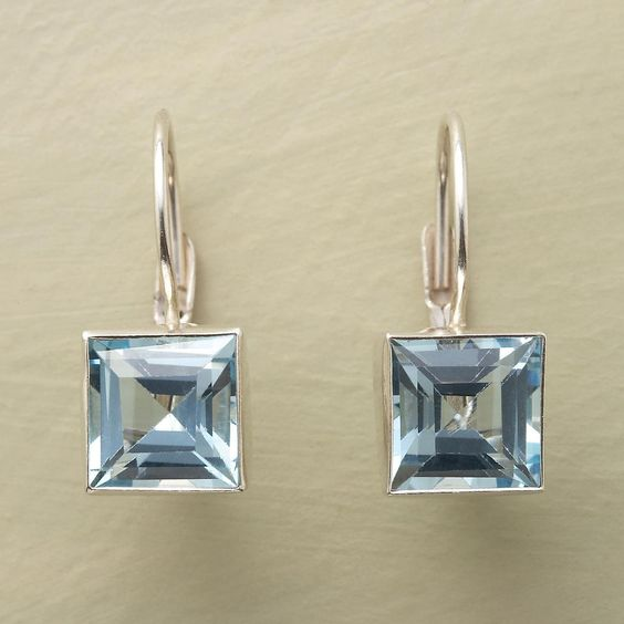 Vintage Blue Cubic Glass Earrings-Maryam Jewelry