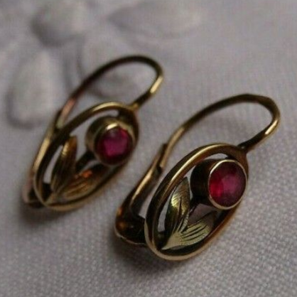 Vintage Red Flower Earrings-Maryam Jewelry