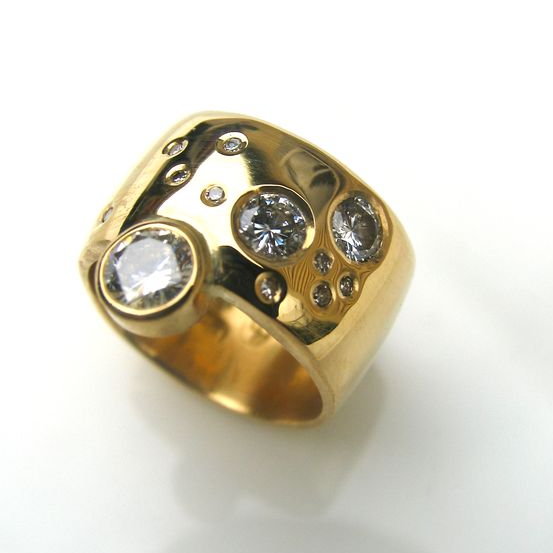 Vintage Gold Inlaid Stones Ring-Maryam Jewelry