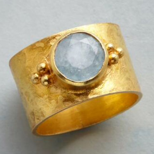 Vintage Golden Moonstone Ring-Maryam Jewelry