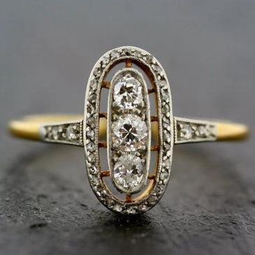 Vintage Bright Glass Gold Ring-Maryam Jewelry