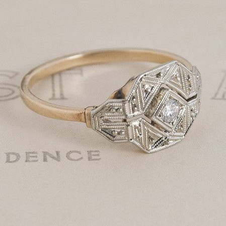 Vintage Gold Bright Crystal Ring-Maryam Jewelry