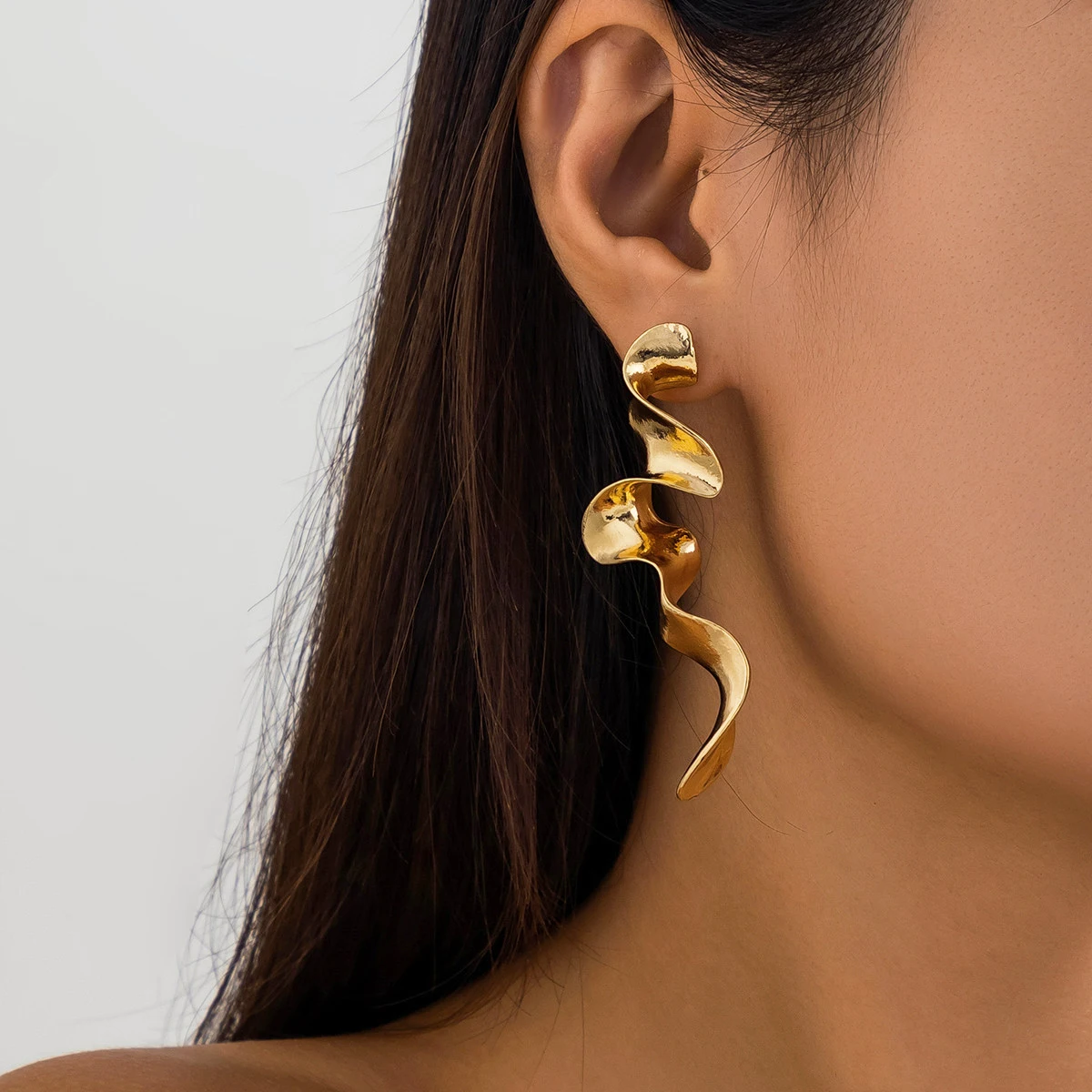 Vintage Irregular Gold Plated Earrings-Maryam Jewelry