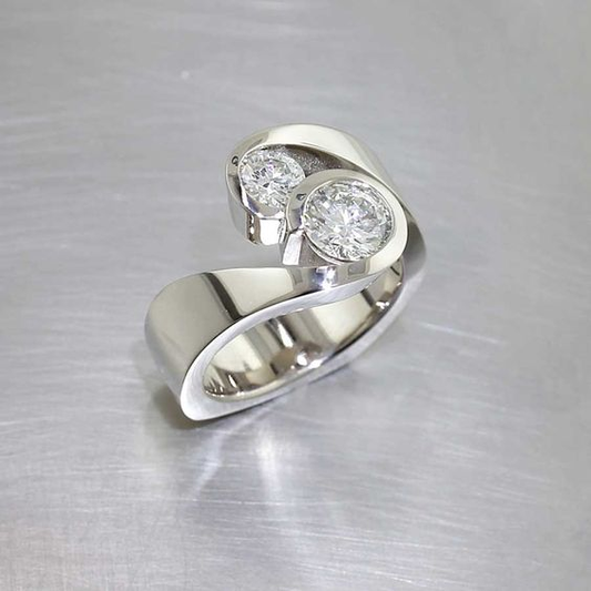 Vintage Silver Zirconia Open Ring-Maryam Jewelry
