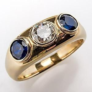 Vintage Blue Inlaid Glass Zirconia Gold Ring-Maryam Jewelry