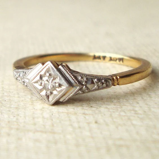 Vintage Glass Star Gold Ring-Maryam Jewelry