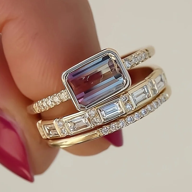 Vintage Bright Glass Ring Set-Maryam Jewelry