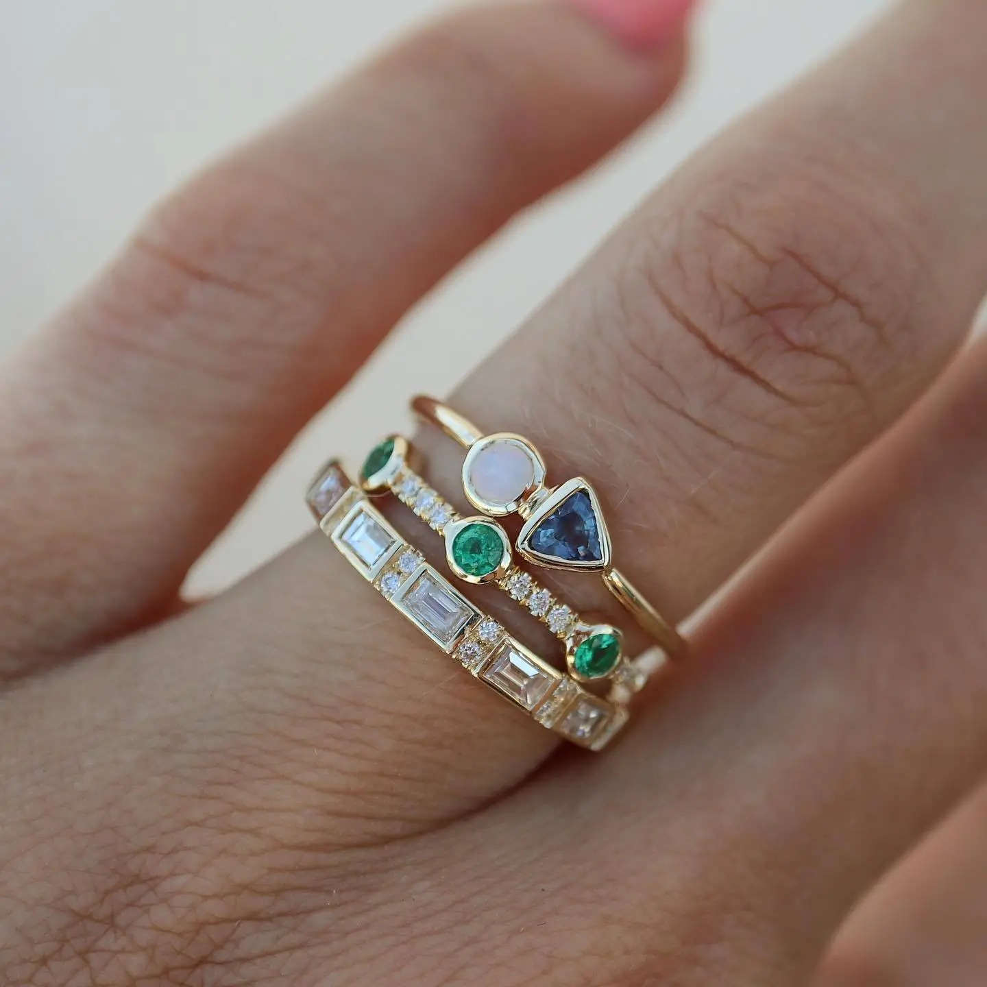 Vintage White Opal & Forest Zirconia Ring-Maryam Jewelry