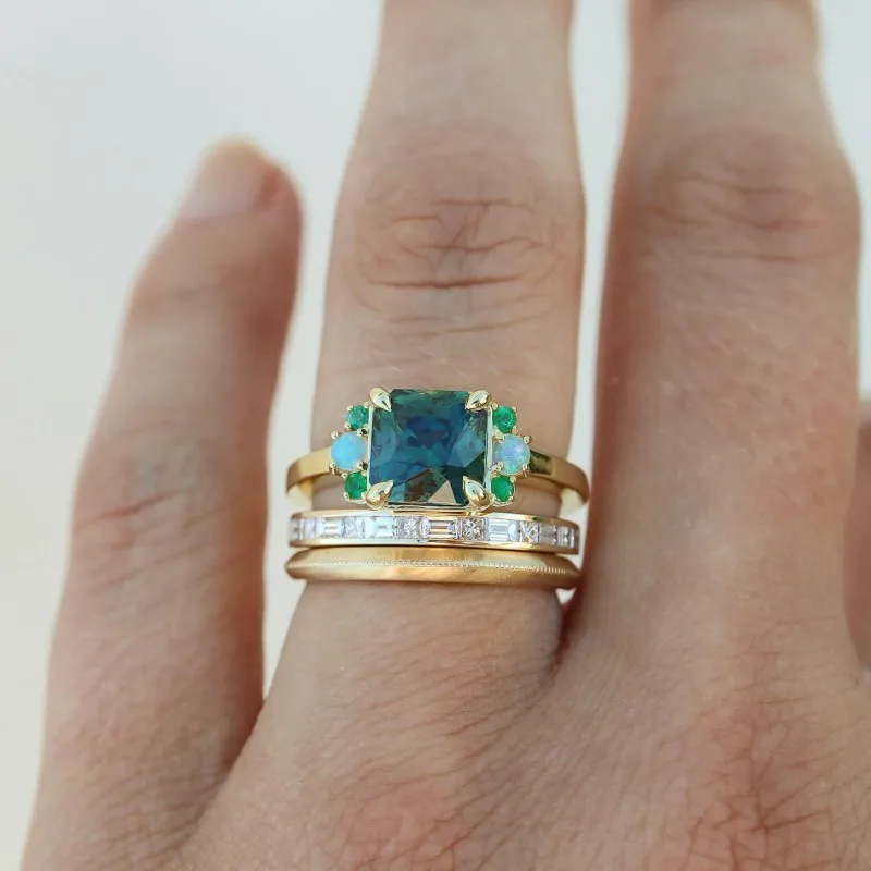 Vintage Blue Glass Ring Set-Maryam Jewelry