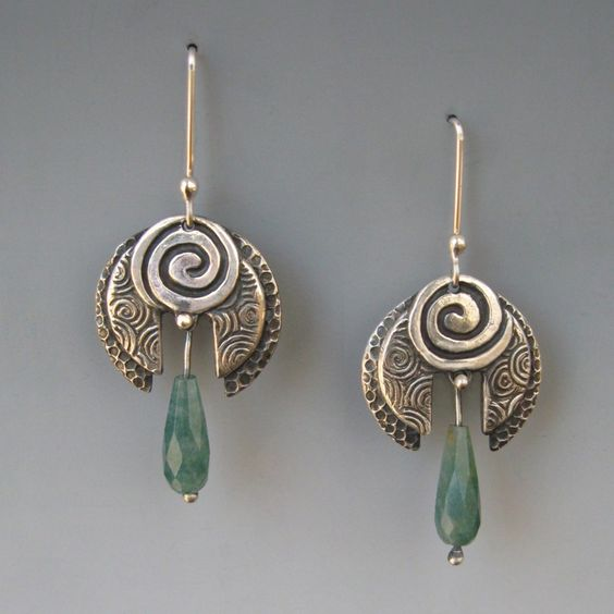 Vintage Green Dangling Stone Earrings-Maryam Jewelry