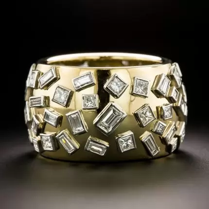 Vintage Inlaid Glass Gold Ring-Maryam Jewelry