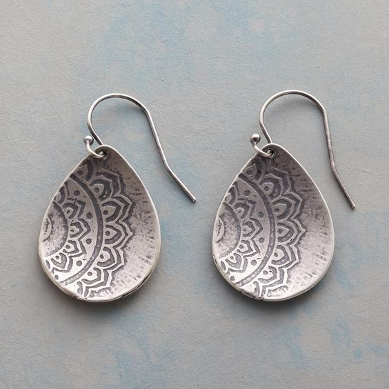 Vintage Drop Silver Earrings-Maryam Jewelry