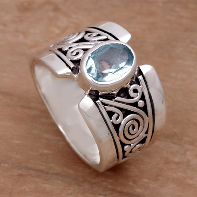 Vintage Blue Silver Stone Ring-Maryam Jewelry