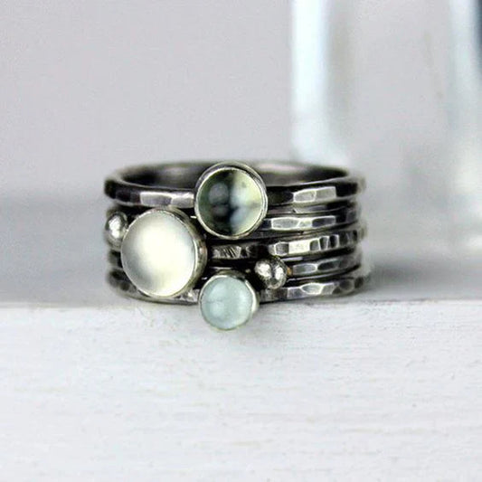Vintage Moonstones Silver Ring-Maryam Jewelry