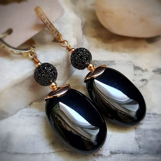 Vintage Black Earrings-Maryam Jewelry